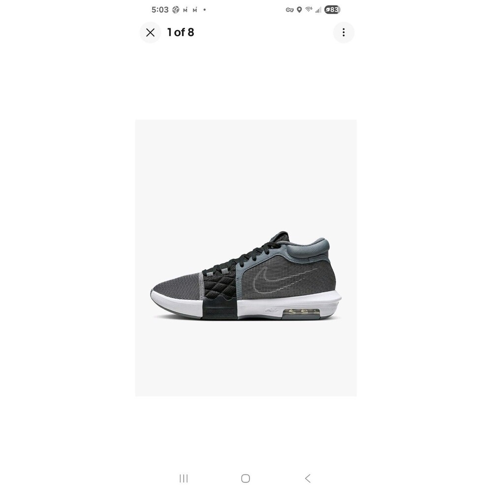 Nike LeBron Witness 8 FB2239 004 Cool Grey/White-Black New Men's Size 11